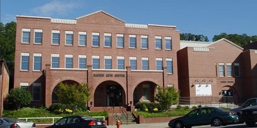 showing the front of Harris Arts Center